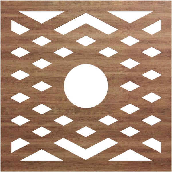 Ekena Millwork Chevron Wood Fretwork Pierced Ceiling Medallion, Walnut, 24"OD x 6 1/4"ID x 3/8"T CMWP24X24X0375CHWA - main